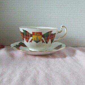 Adderley New Brunswick Canada vintage teacup and saucer tartan bone china 80s